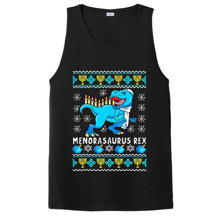 Menorasaurus Rex T Rex Dinosaur Hanukkah Performance Tank