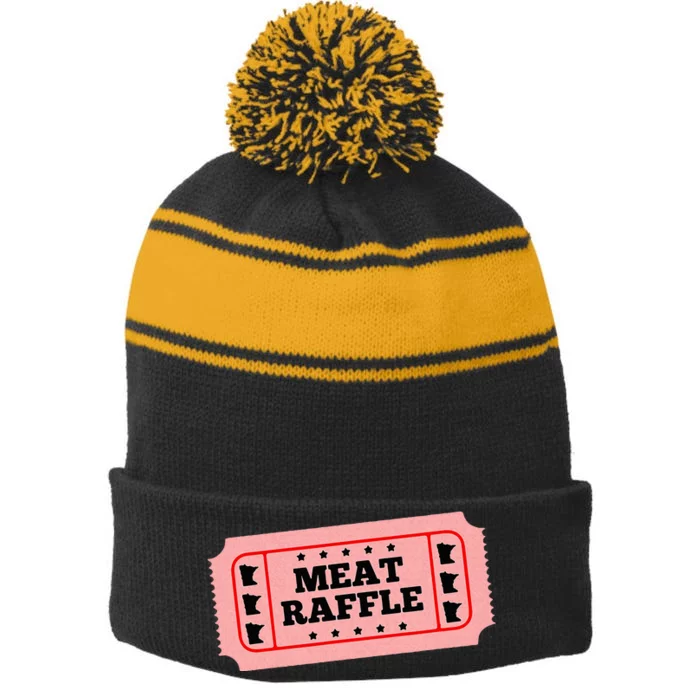 Meat Raffle Ticket Minnesota Stripe Pom Pom Beanie