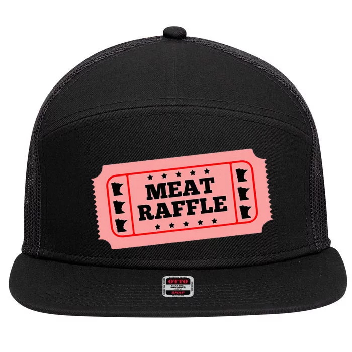 Meat Raffle Ticket Minnesota 7 Panel Mesh Trucker Snapback Hat