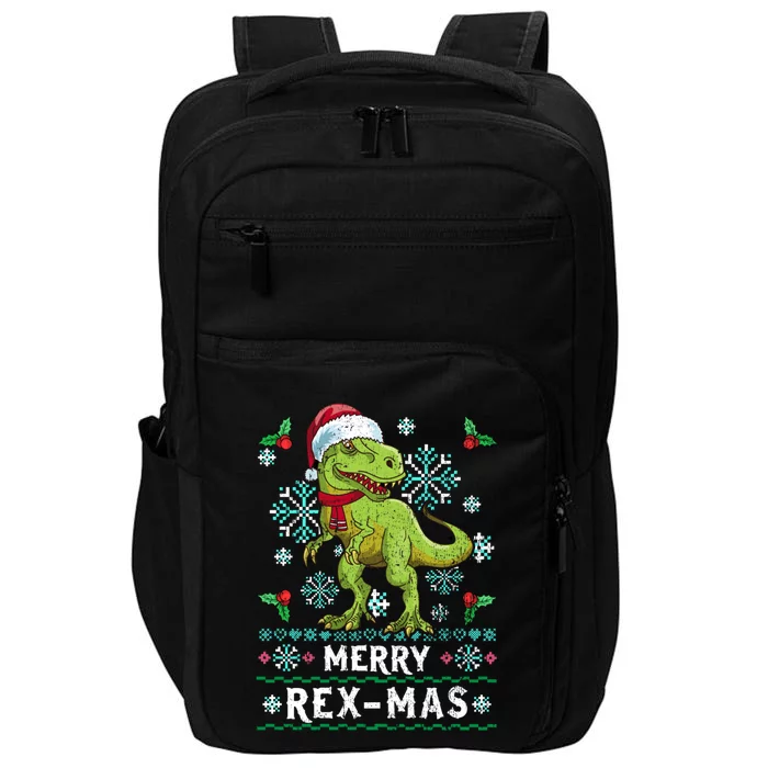 Merry Rexmas Ugly Christmas Sweater Dino Holiday Trex Gift Impact Tech Backpack