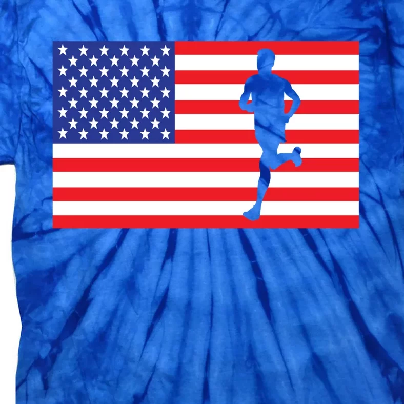 Marathon Runner Usa American Flag Race Running 4th Of July Funny Gift Tie-Dye T-Shirt