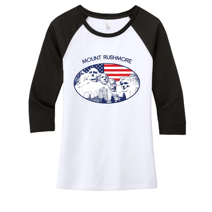 Mount Rushmore Usa America South Dakota Women's Tri-Blend 3/4-Sleeve Raglan Shirt