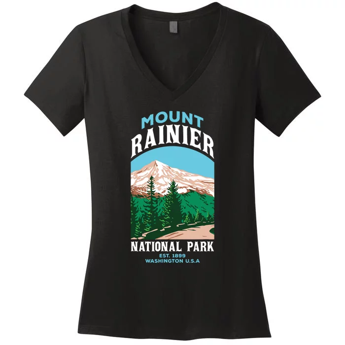 Mount Rainier Us National Park Washington Gift Women's V-Neck T-Shirt