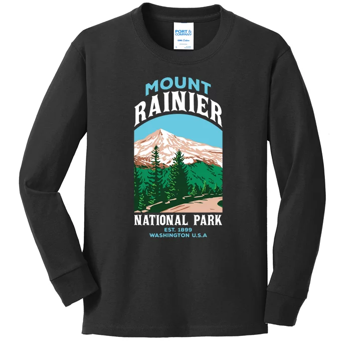 Mount Rainier Us National Park Washington Gift Kids Long Sleeve Shirt