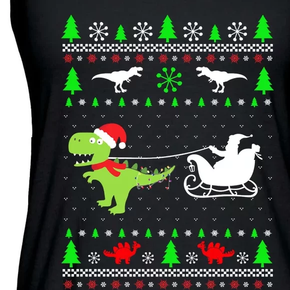 Merry Rexmas Ugly Sweater Christmas Gifts Dinosaur Lover Ladies Essential Flowy Tank