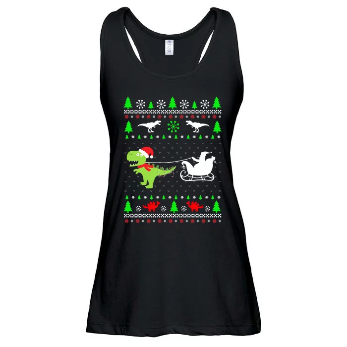 Merry Rexmas Ugly Sweater Christmas Gifts Dinosaur Lover Ladies Essential Flowy Tank