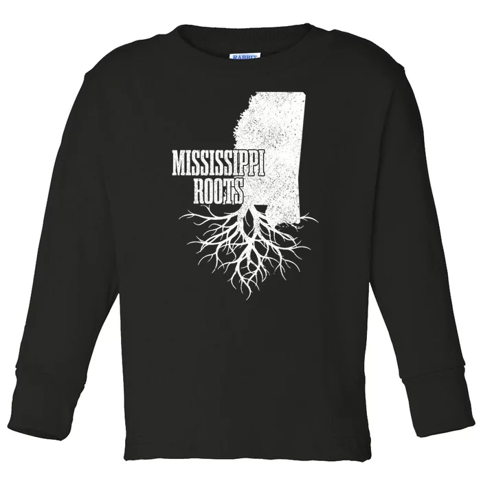 Mississippi Roots Vintage Usa Patriotic Pride State Map Toddler Long Sleeve Shirt