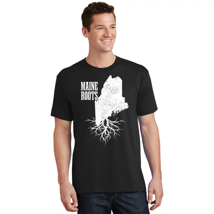 Maine Roots Vintage Usa Patriotic Pride State Map Gift T-Shirt