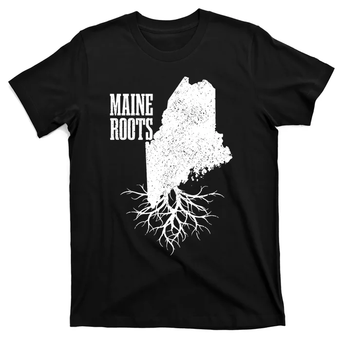 Maine Roots Vintage Usa Patriotic Pride State Map Gift T-Shirt