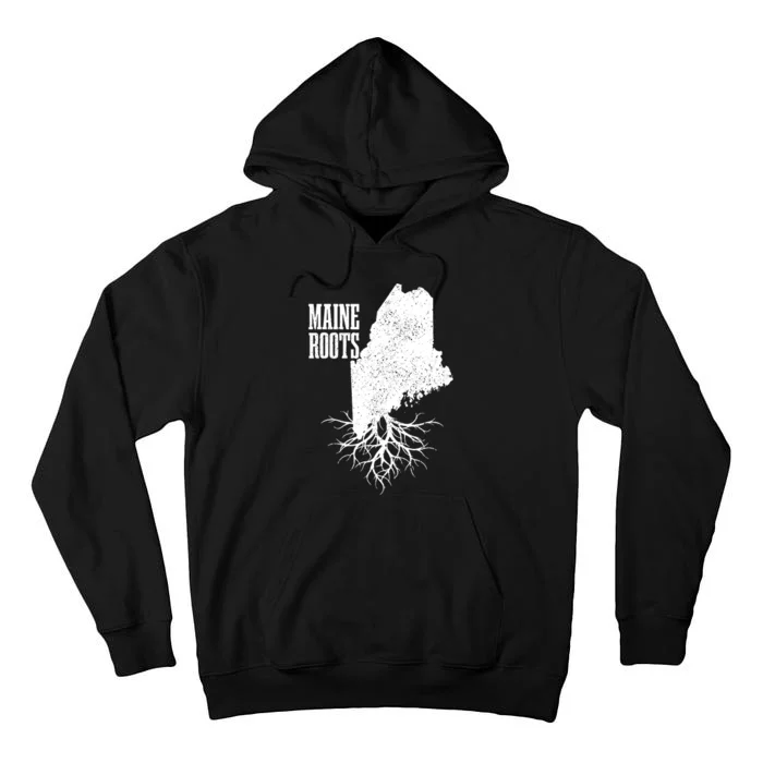 Maine Roots Vintage Usa Patriotic Pride State Map Gift Tall Hoodie