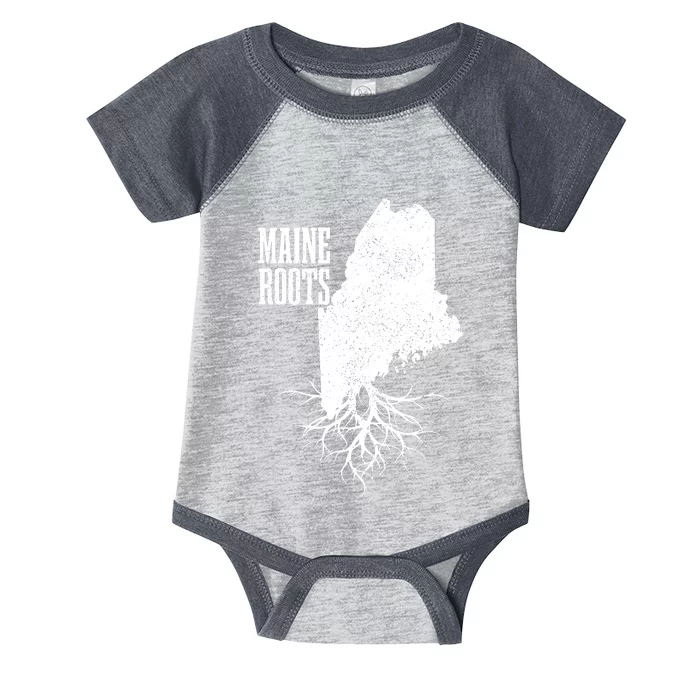 Maine Roots Vintage Usa Patriotic Pride State Map Gift Infant Baby Jersey Bodysuit