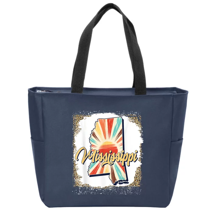 Mississippi Roots Vintage Usa Patriotic Pride State Map Zip Tote Bag