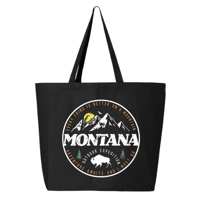 Montana Retro Vintage Mountain Outdoors State Graphic 25L Jumbo Tote