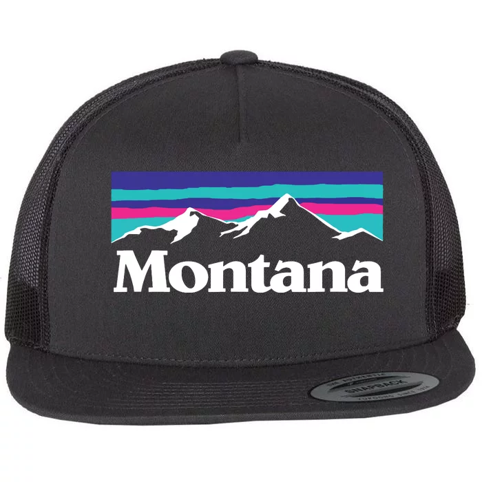 Montana Retro Vintage Mountain Outdoors State Graphic Flat Bill Trucker Hat