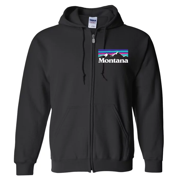 Montana Retro Vintage Mountain Outdoors State Graphic Full Zip Hoodie