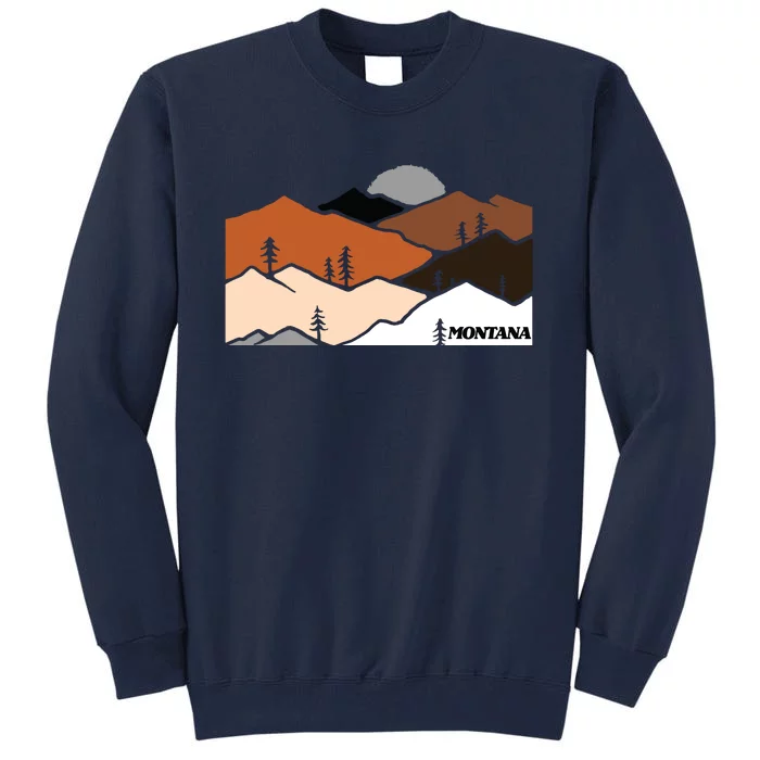 Montana Retro Vintage Mountain Outdoors State Graphic Tall Sweatshirt