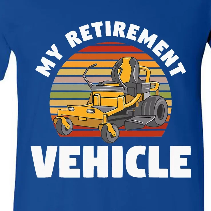 My Retirement Vehicle Retired Lawn Mower Grass Mow Mowing V-Neck T-Shirt