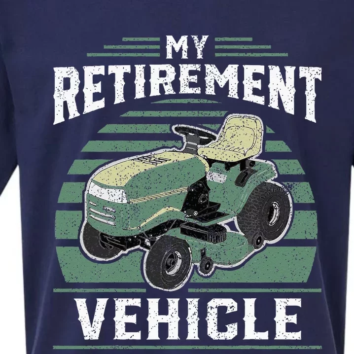 My Retirement Vehicle Funny Riding Lawn Mower Retro Dad Gift Sueded Cloud Jersey T-Shirt