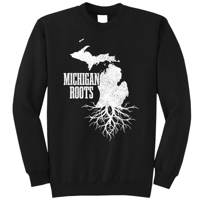 Michigan Roots Vintage Pride State Map Gift Tall Sweatshirt