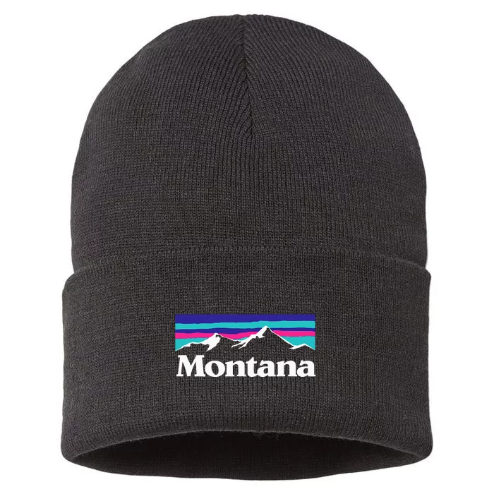 Montana Retro Vintage Mountain Outdoors State Sustainable Knit Beanie