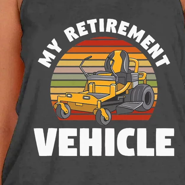 My Retirement Vehicle Retired Lawn Mower Grass Mow Mowing Women's Knotted Racerback Tank