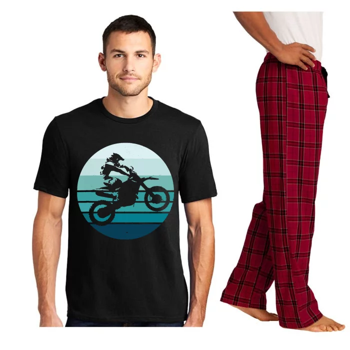 Motocross Retro Vintage Dirt Bike Rider Sunset Background Pajama Set