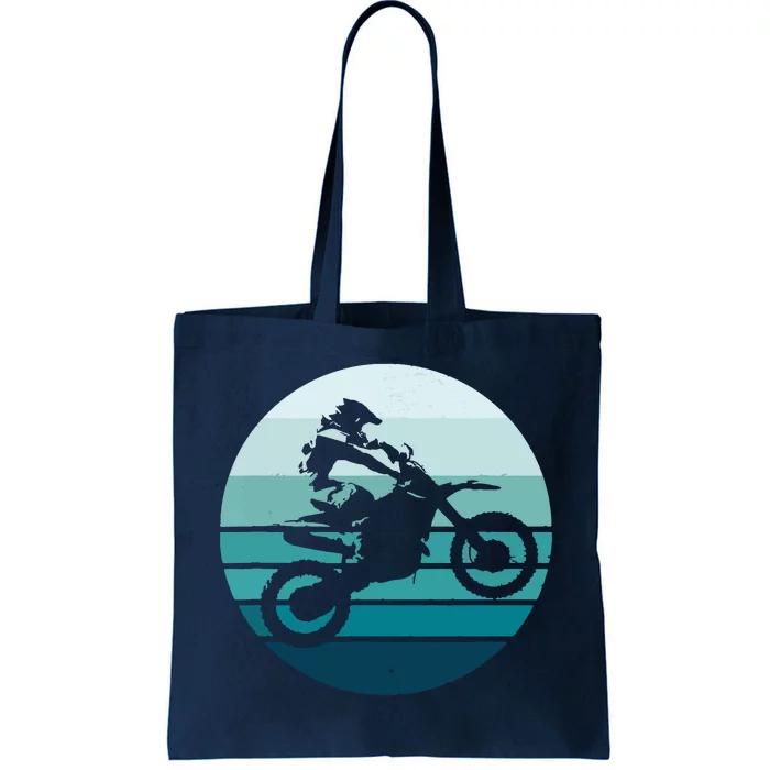 Motocross Retro Vintage Dirt Bike Rider Sunset Background Tote Bag