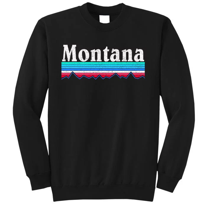 Montana Retro Vintage Outdoors Mountain Graphic Design Tall Sweatshirt