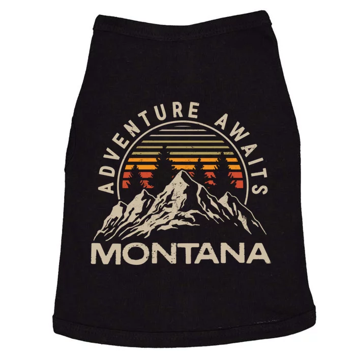 Montana Retro Vintage Outdoors Mountain Graphic Design Doggie Tank