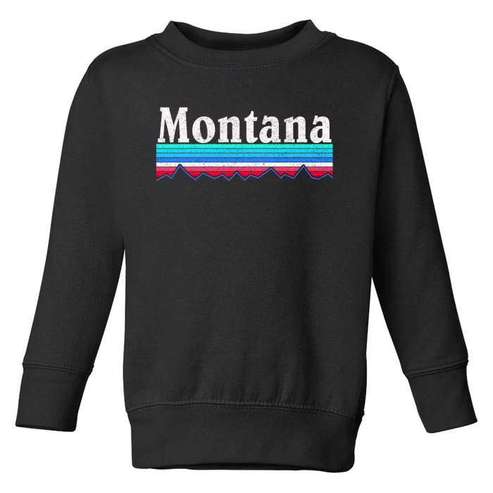 Montana Retro Vintage Outdoors Mountain Graphic Design Toddler Sweatshirt