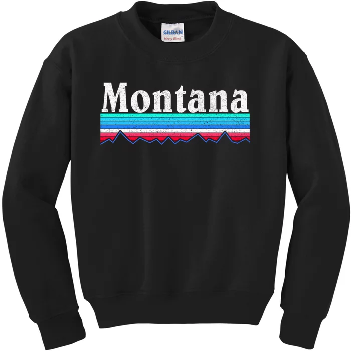 Montana Retro Vintage Outdoors Mountain Graphic Design Kids Sweatshirt