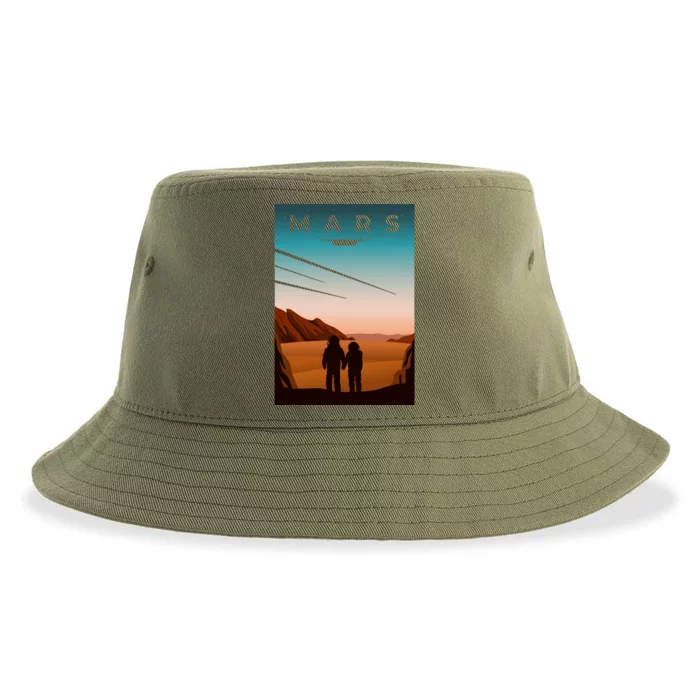 Mars Retro Vintage Poster Sustainable Bucket Hat