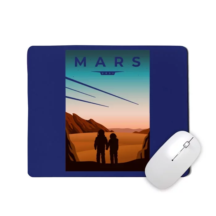 Mars Retro Vintage Poster Mousepad