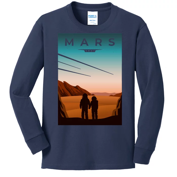 Mars Retro Vintage Poster Kids Long Sleeve Shirt