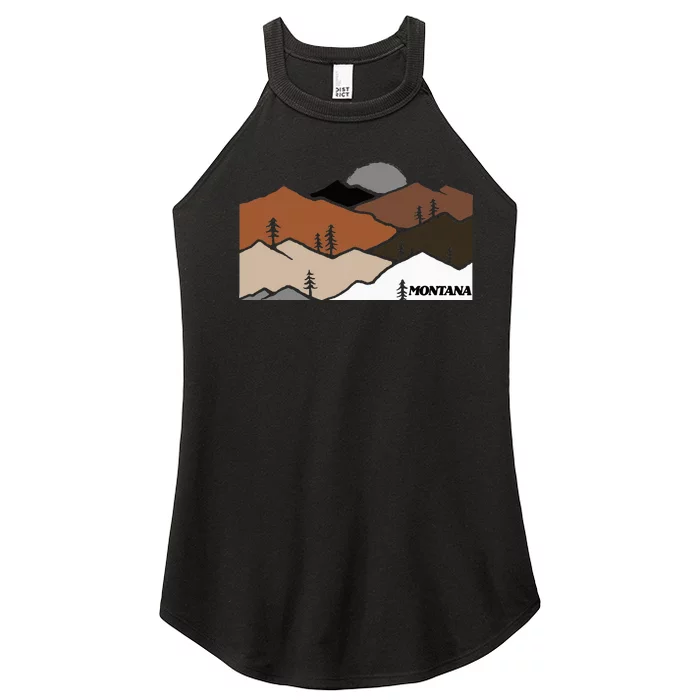 Montana Retro Vintage Mountain Outdoors State Graphic Women’s Perfect Tri Rocker Tank