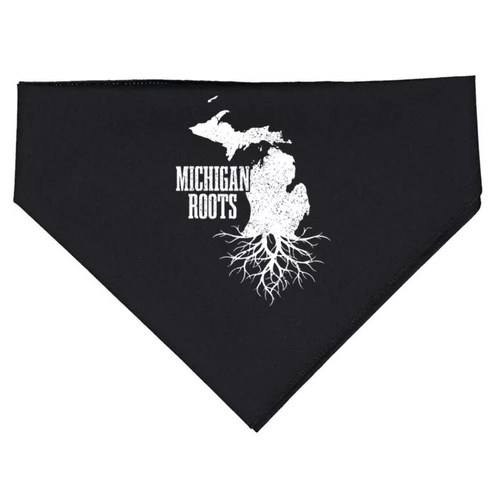 Michigan Roots Vintage Pride State Map Gift USA-Made Doggie Bandana