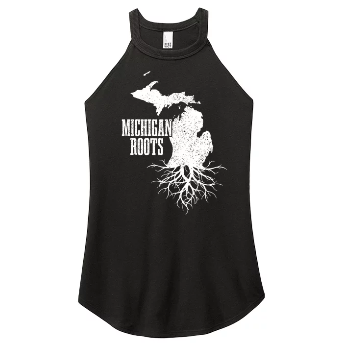 Michigan Roots Vintage Pride State Map Gift Women’s Perfect Tri Rocker Tank