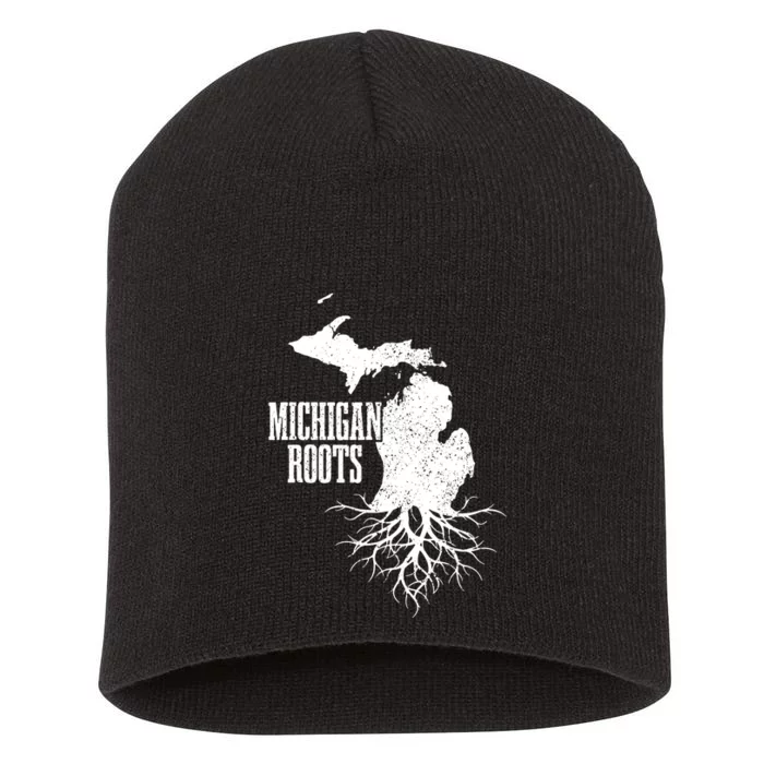 Michigan Roots Vintage Pride State Map Gift Short Acrylic Beanie