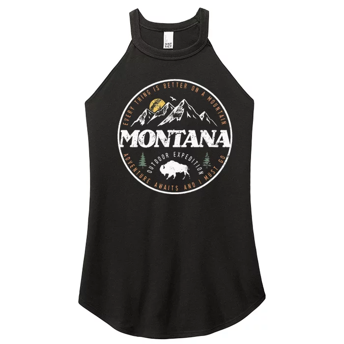 Montana Retro Vintage Mountain Outdoors State Women’s Perfect Tri Rocker Tank