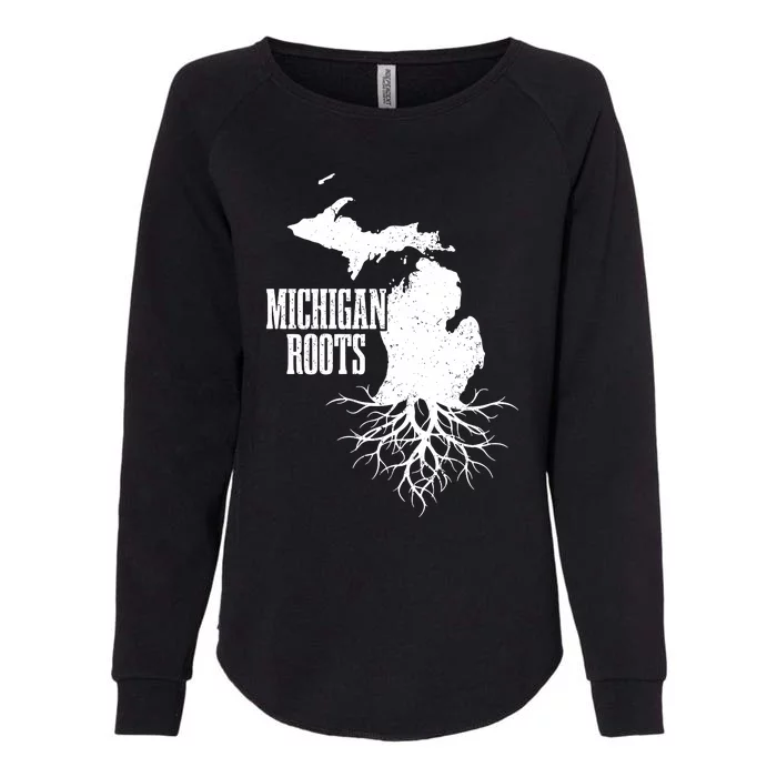 Michigan Roots Vintage Pride State Map Womens California Wash Sweatshirt