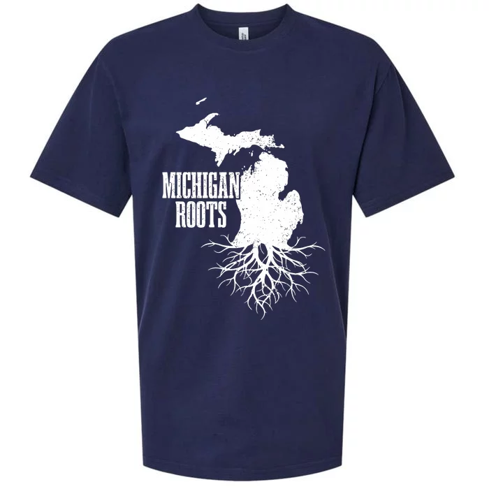 Michigan Roots Vintage Pride State Map Sueded Cloud Jersey T-Shirt