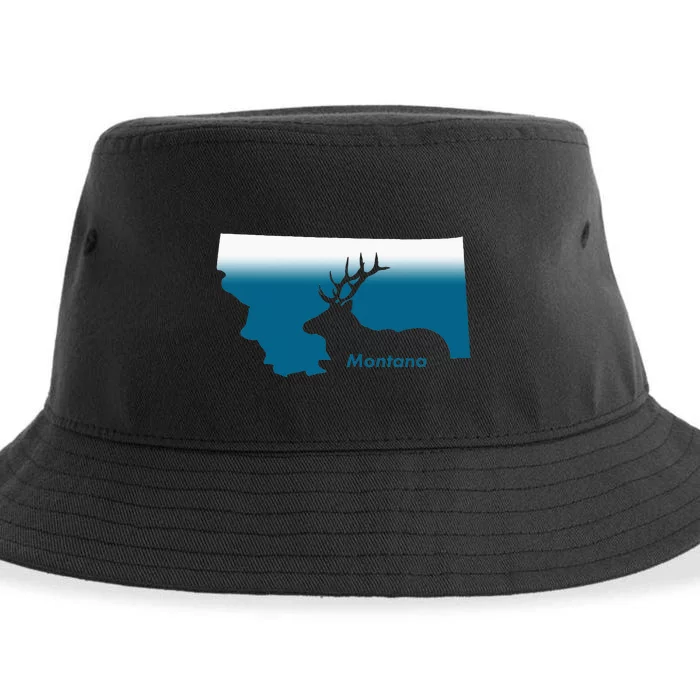 Montana Retro Vintage Outdoors Mountain Graphic Design Sustainable Bucket Hat