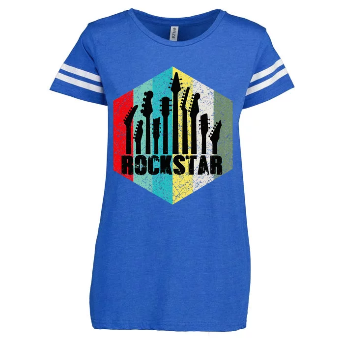 Music Rockstar Vintage Guitar Enza Ladies Jersey Football T-Shirt