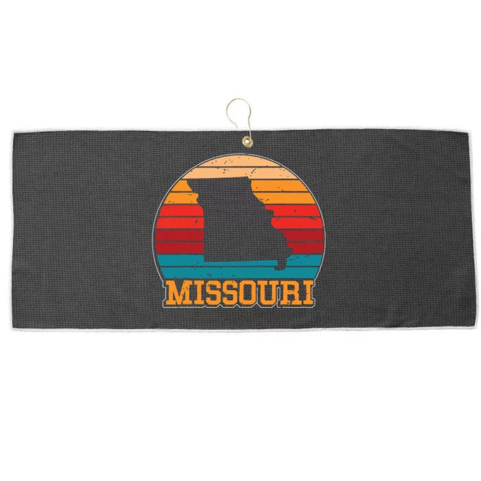 Missouri Retro Vintage Sunset Us State Missouri Silhouette Large Microfiber Waffle Golf Towel