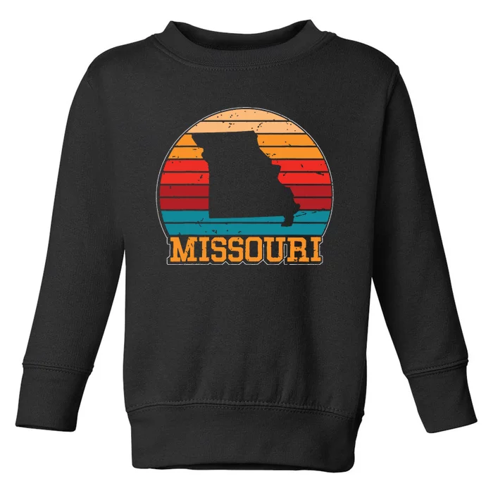 Missouri Retro Vintage Sunset Us State Missouri Silhouette Toddler Sweatshirt