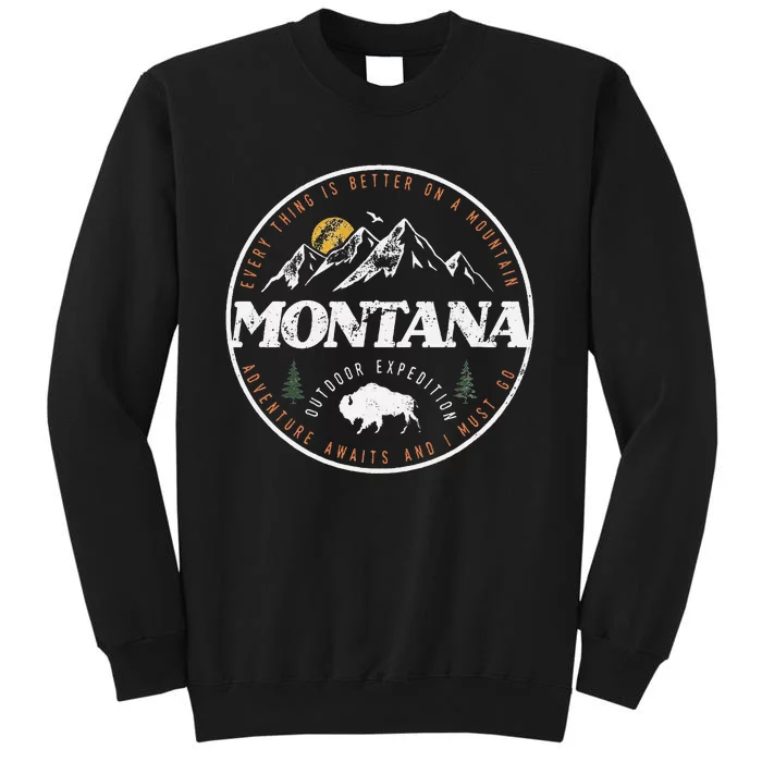 Montana Retro Vintage Mountain Outdoors State Graphic Tall Sweatshirt