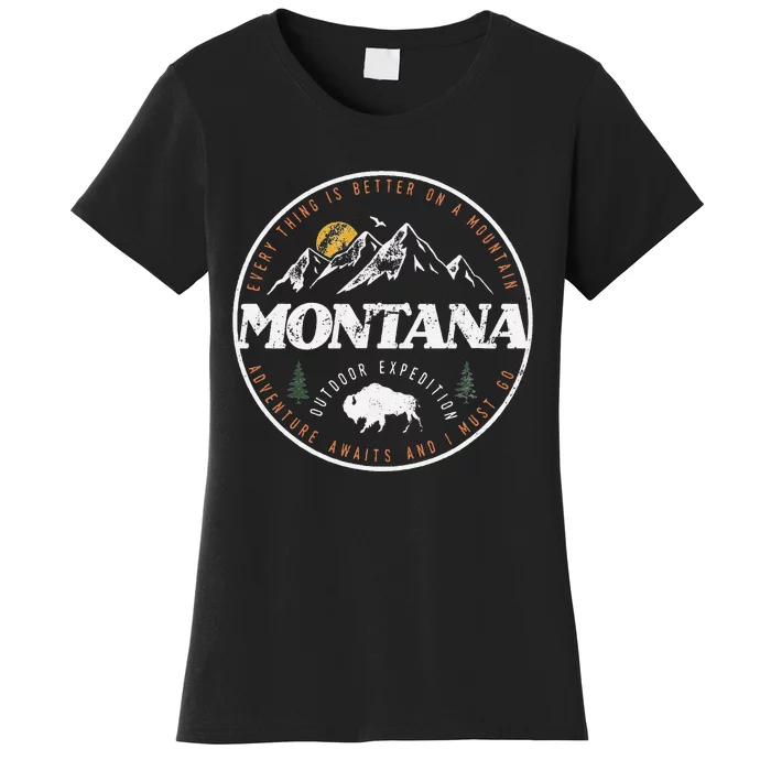 Montana Retro Vintage Mountain Outdoors State Graphic Women's T-Shirt