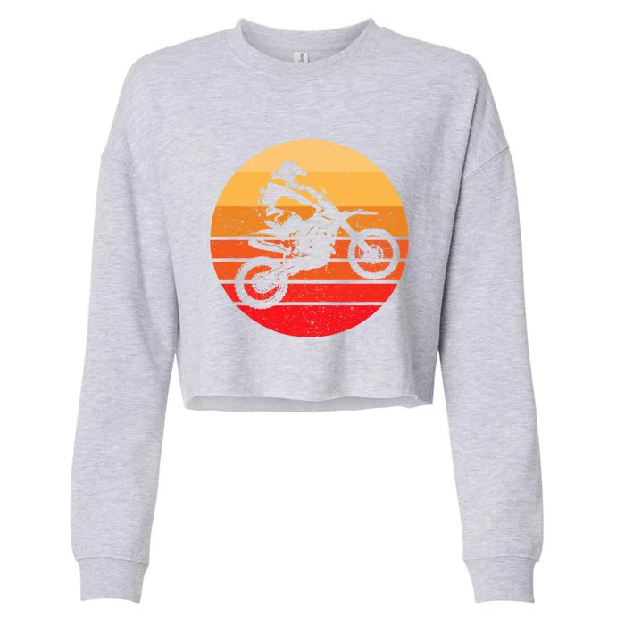 Motocross Retro Vintage Dirt Bike Cropped Pullover Crew