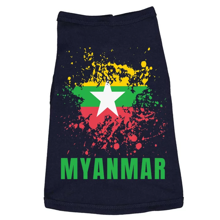 Myanmar Retro Vintage Watercolors Sport Burmese Flag Doggie Tank