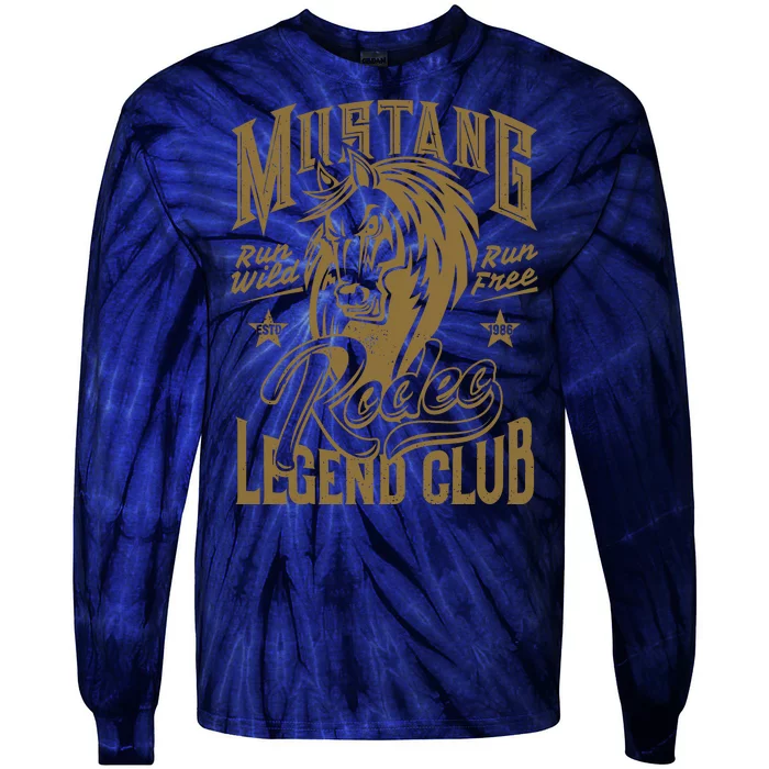 Mustang Run Wild Run Free Rodeo Legend Club Tie-Dye Long Sleeve Shirt